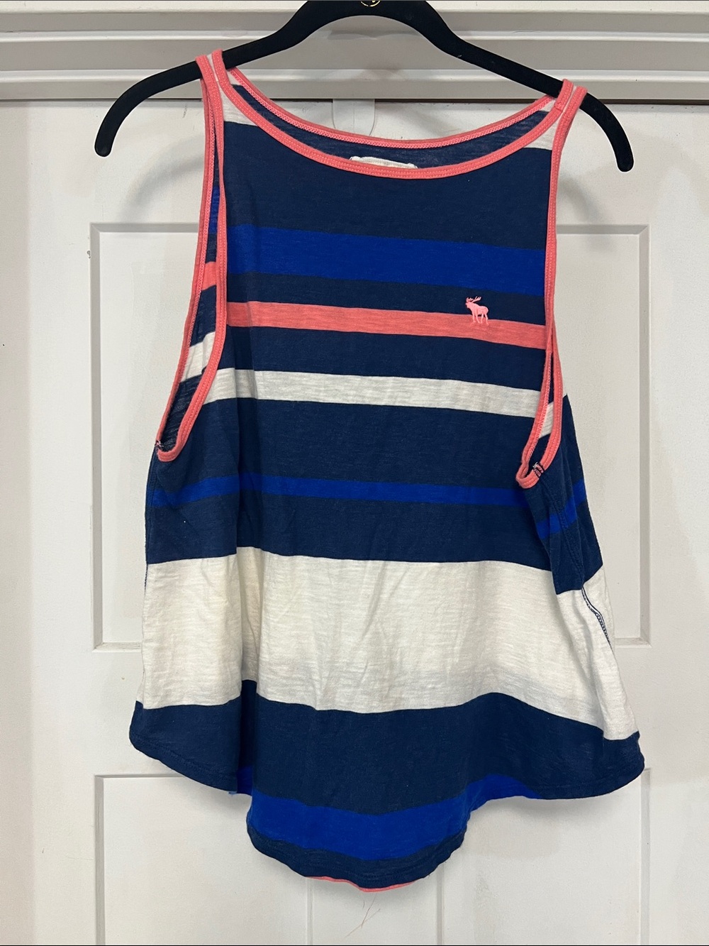 Y2K VINTAGE ABERCROMBIE & FITCH WHITE, BLUE PINK SLEEVELESS TANK TOP RACERBACK